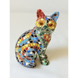 Barcino Designs Mosaic Cement Miniature Cat 3.5’
